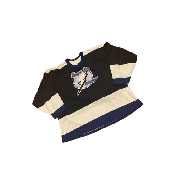 Vintage 90's CCM Maska Tampa Bay Lightning Stitched NHL Hockey Jersey Black 2XL - Picture 3 of 6